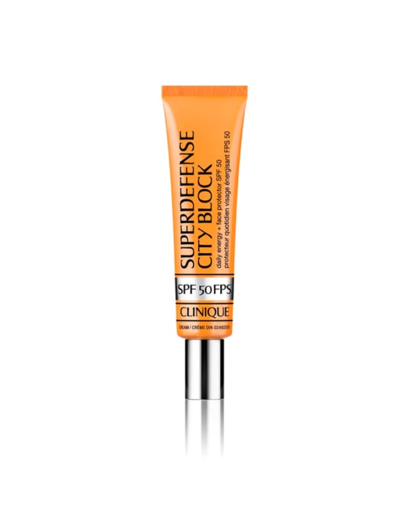 Superdefense City Block SPF 50, An energizing, go-anywhere daily SPF protector for all-day defence. Sheer, weightless. Wear over or under makeup.