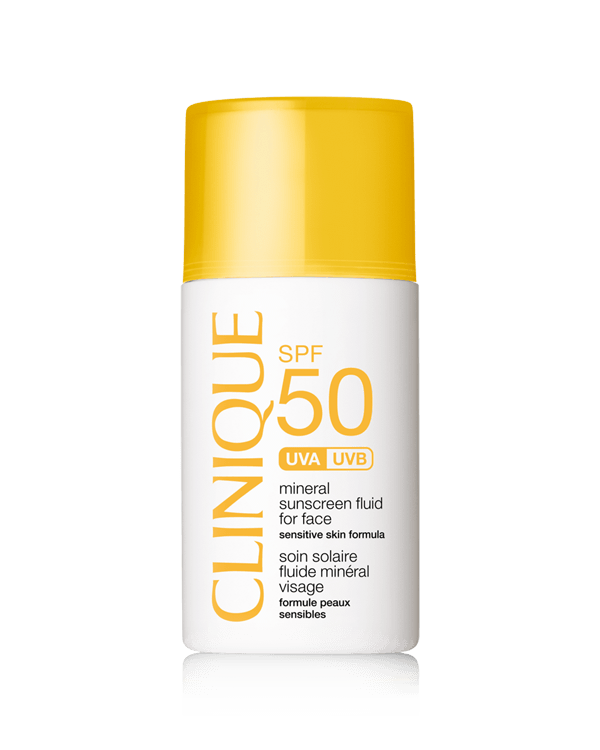SPF50 Mineral Sunscreen Fluid For Face, Ultra-lightweight, virtually invisible 100% mineral sunscreen is incredibly comfortable, even for sensitive skins.&lt;br&gt;&lt;br&gt;Our Clinique Clean Philosophy&lt;/B&gt;&lt;/A&gt;&lt;/H2&gt;Simple. Safe.Effective&lt;/DIV&gt;